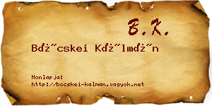 Böcskei Kálmán névjegykártya